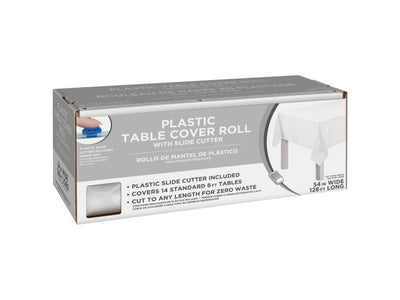 54" X 126' Boxed Plastic Table Roll-Frosty White