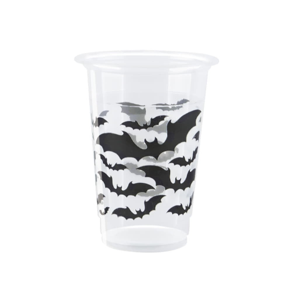 Black Bats Halloween 16Oz Plastic Party Cups, 8Ct