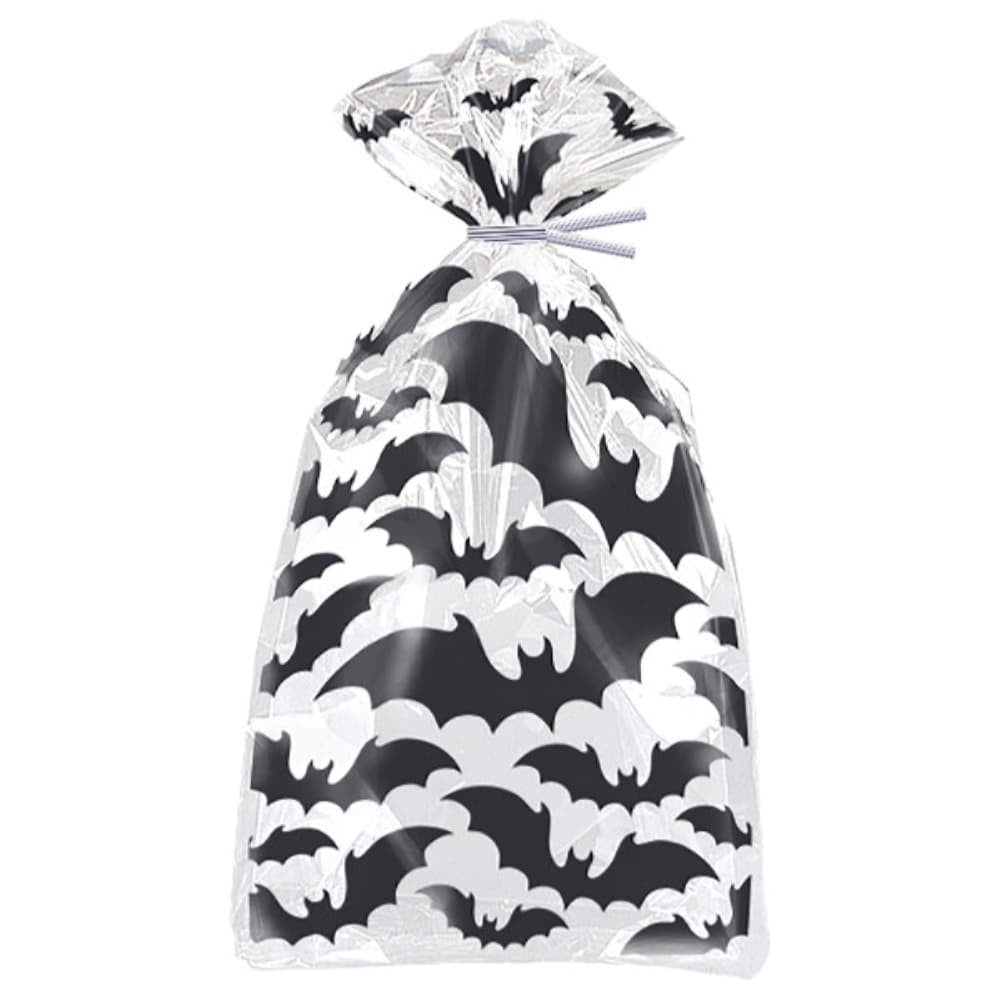 Black Bats Halloween Cellophane Bags, 20Ct