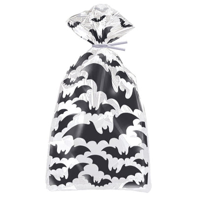 Black Bats Halloween Cellophane Bags, 20Ct