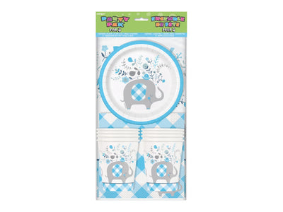 Floral Elephant Baby Shower Blue Party Pack For 8