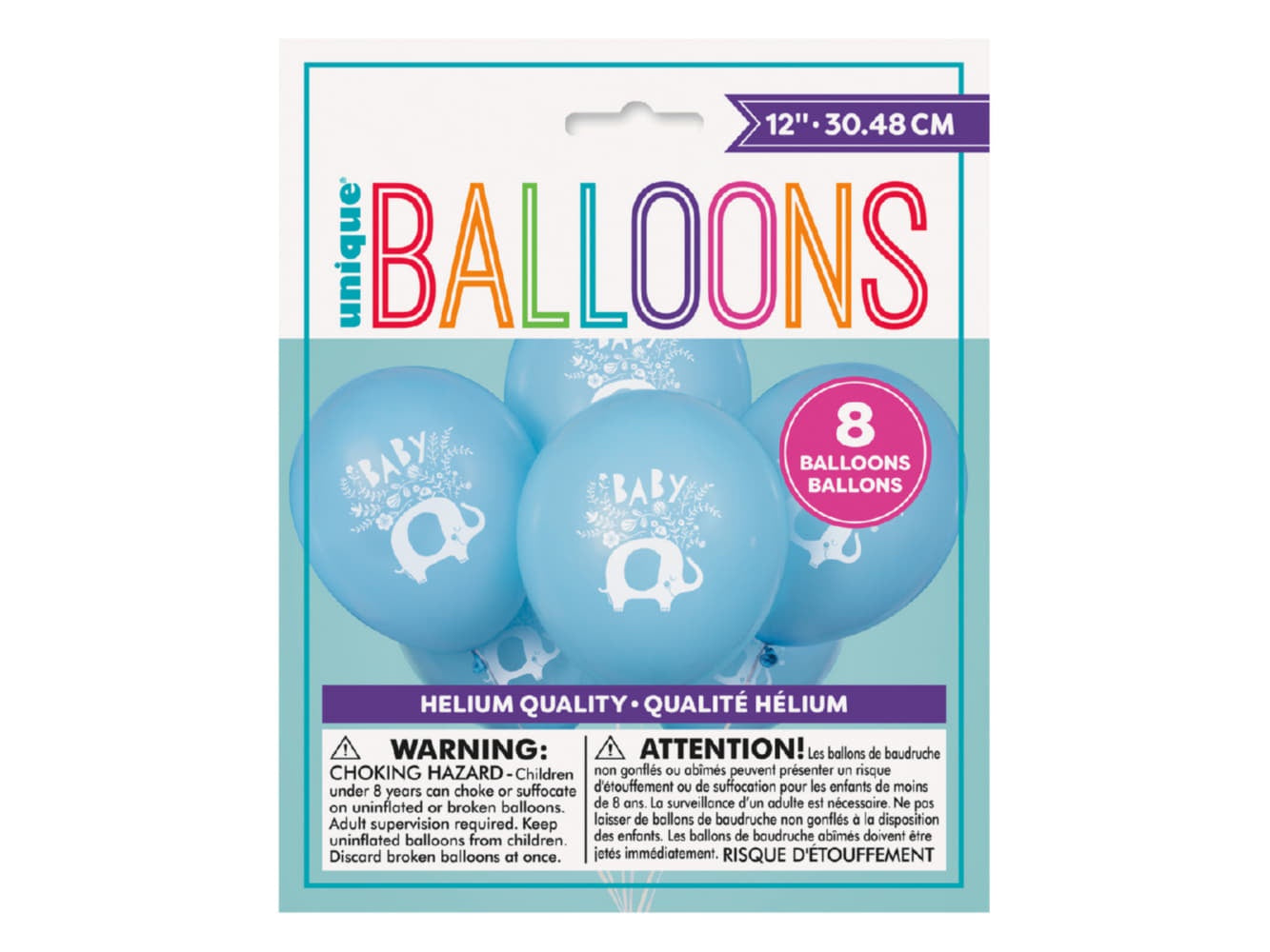 Blue Floral Elephant 12" Balloons, 8Ct