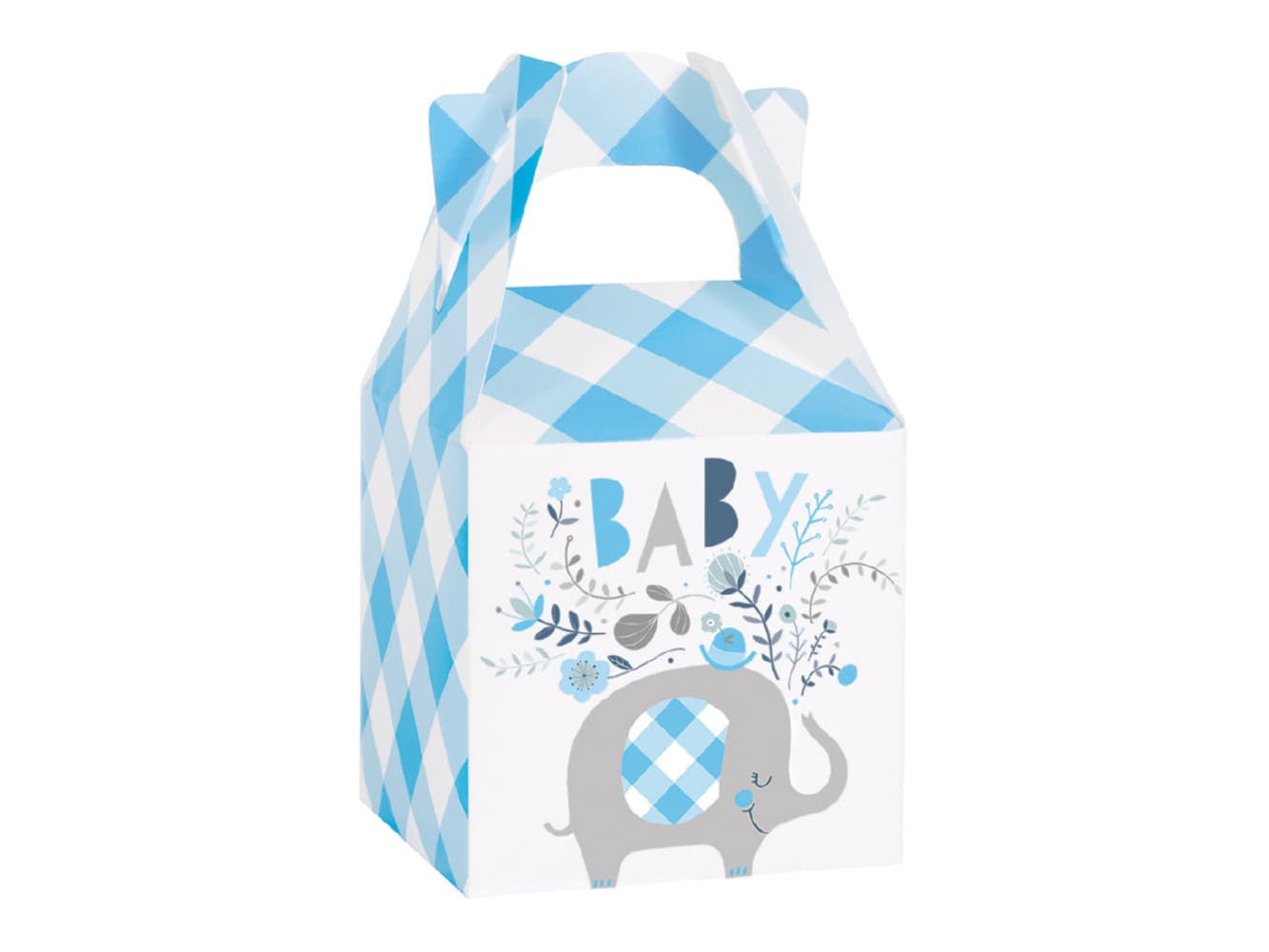 Blue Floral Elephant Favor Boxes-8Ct