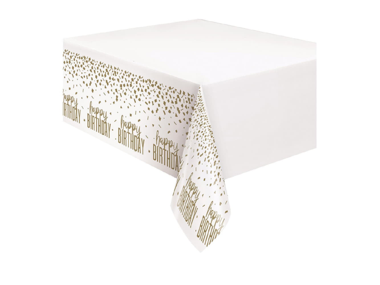 Confetti Gold Birthday Tablecover, 137Cm X 213Cm
