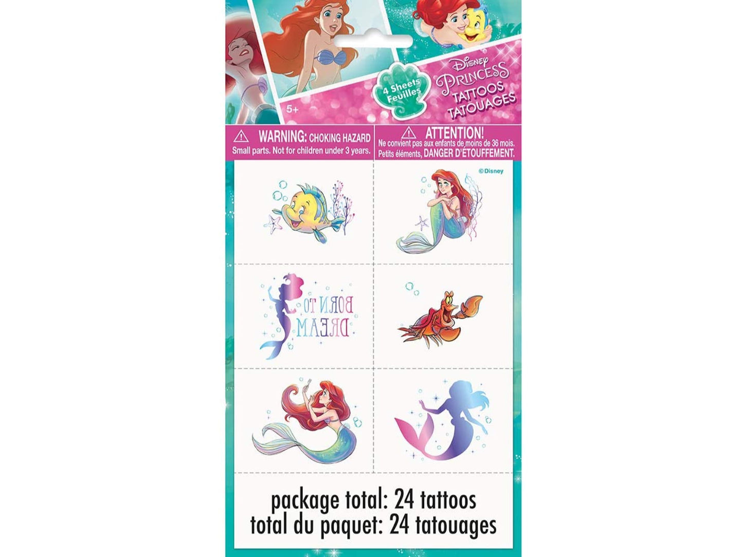 Disney Princess Ariel Tattoos-24Pcs