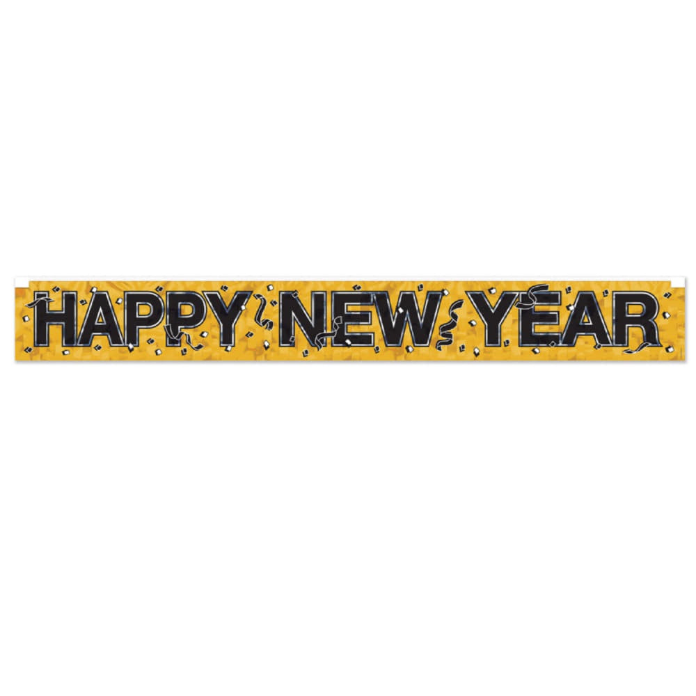 Metallic Happy New Year Fringe Banner - Gold