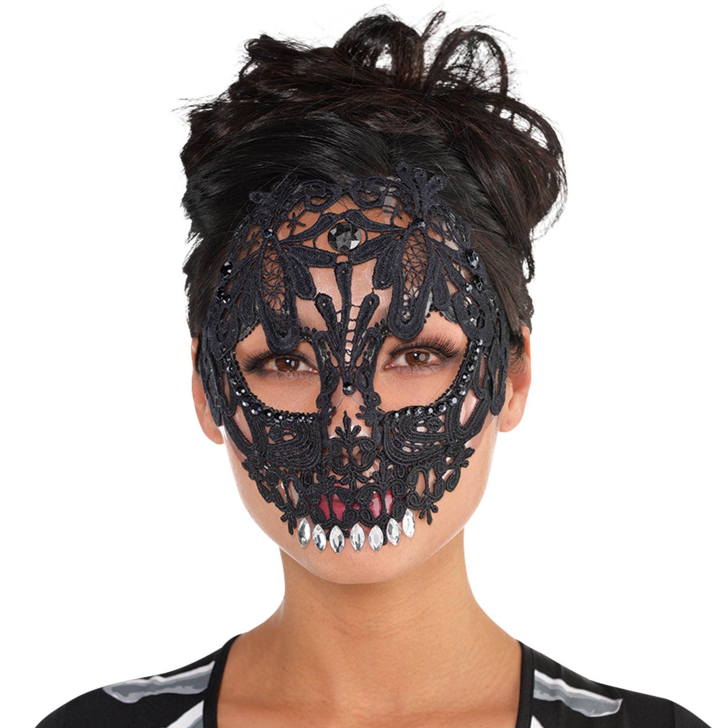 Skull Mask Lace Black And Bone