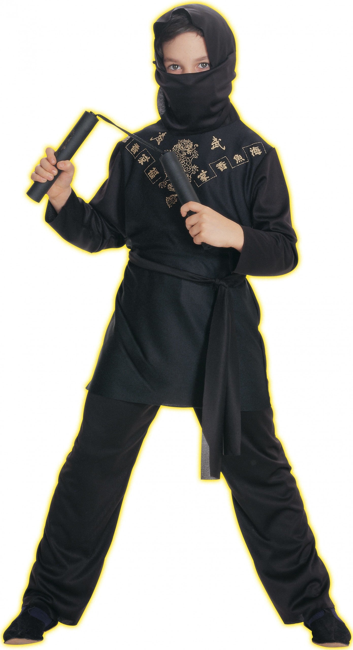 Kids Black Ninja Costume-M(8-10)