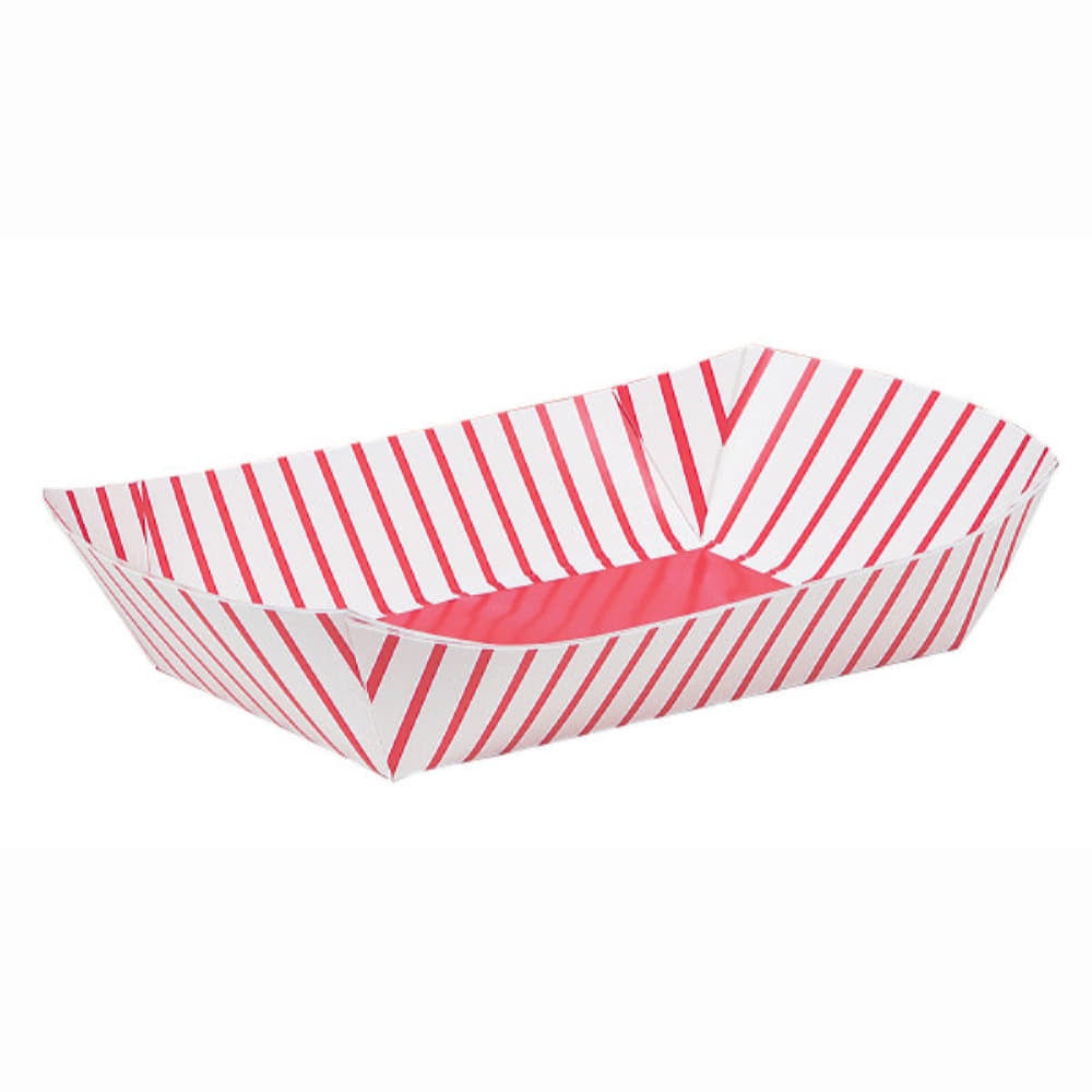 Red & White Striped Paper Snack Tray, 4Ct