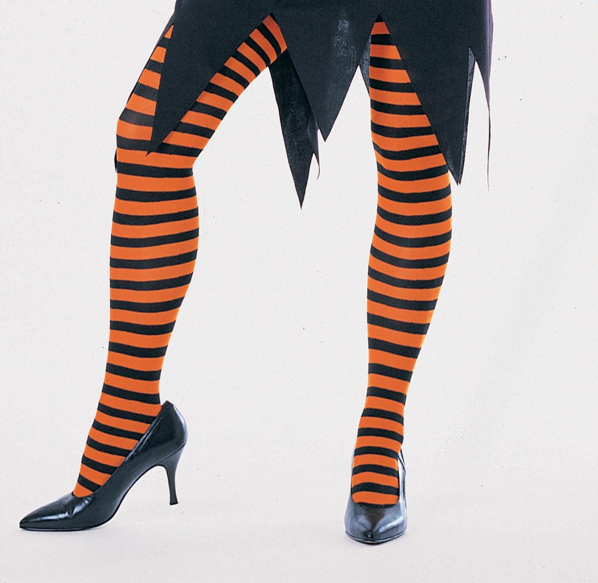 Women'S Orange & Black Stripped Tights