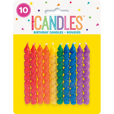 Rainbow Spiral Candles - 10Pk