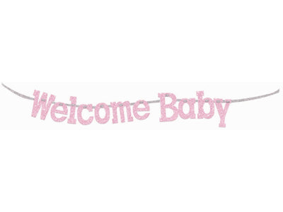 7In Welcome Baby Banner-Light Pink