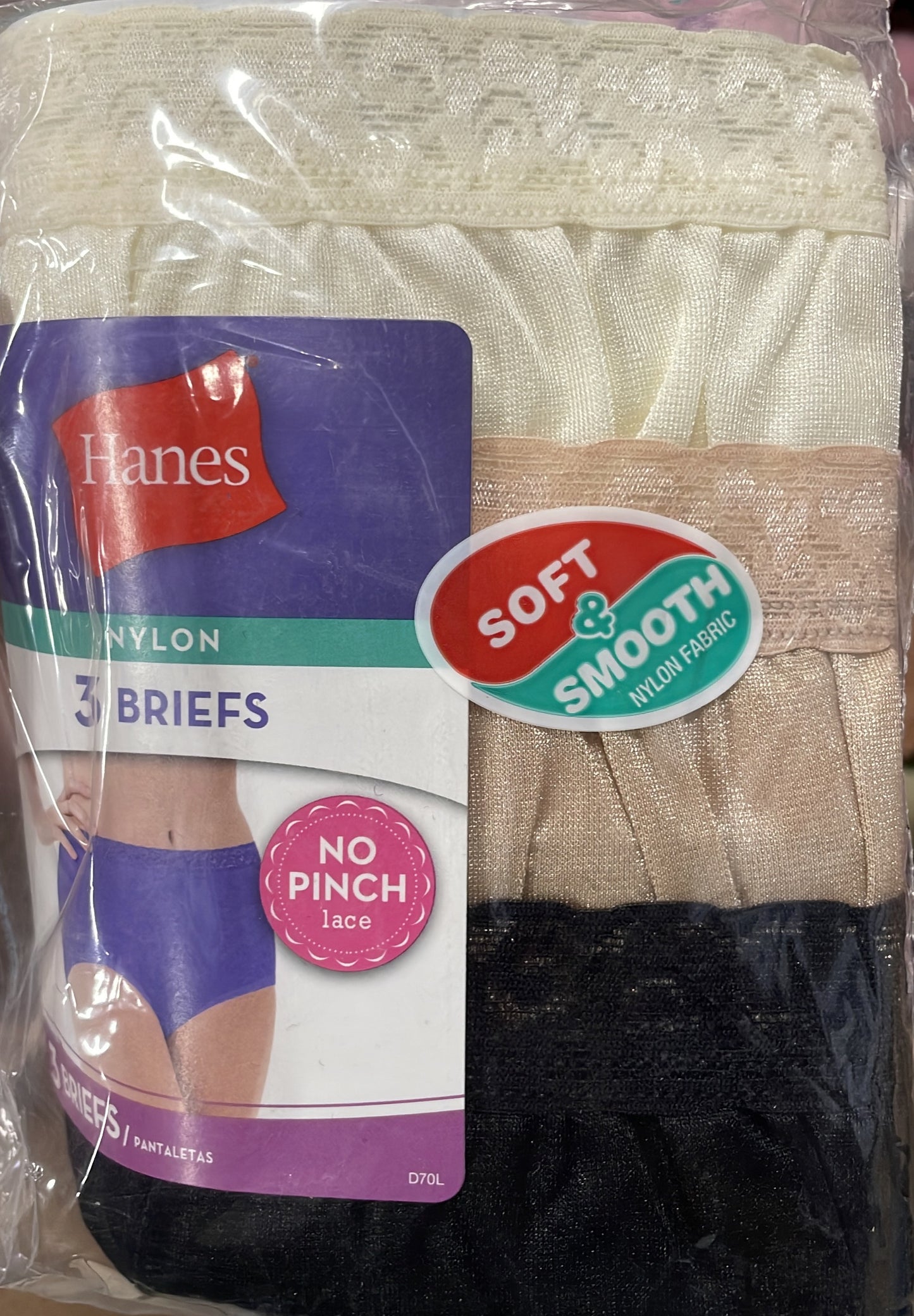 Hanes Nylon 3 Briefs Size 10 26790
