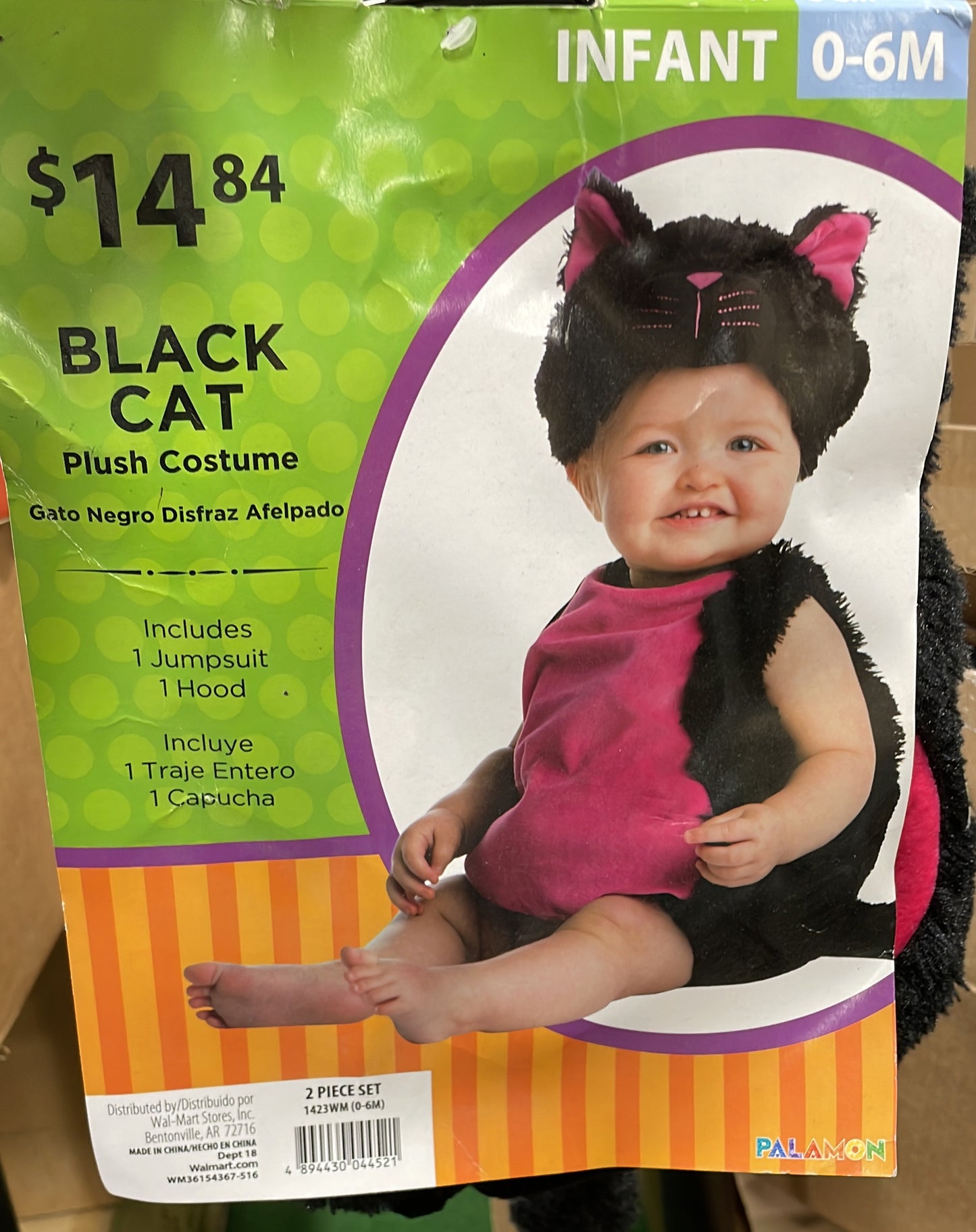 BLACK CAT Plush Costume INFANT 0-6M
